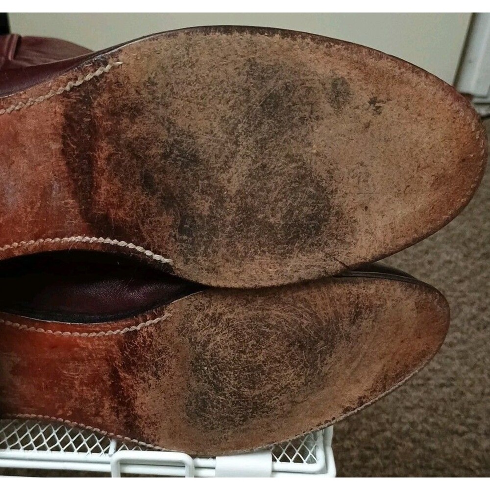 Men's Red Brown Justin Leather Western Cowboy Boots Sz 12 E - Picture 4 of 10